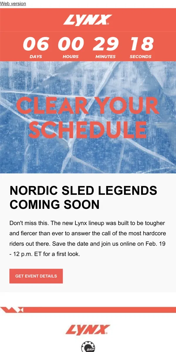 Email from Lynx. Mark your calendar