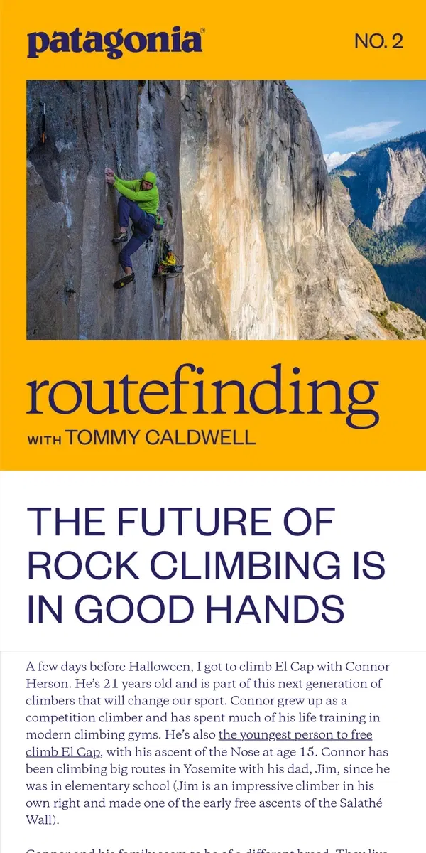 Email from Patagonia. The future of climbing is in good hands