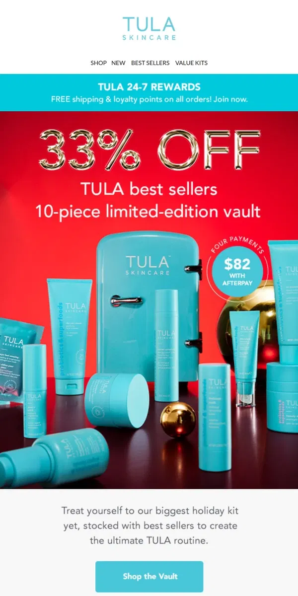 Email from TULA Skincare. Almost sold out!