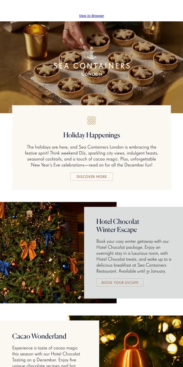 Email from Sea Containers London. Unwrap the Holiday Magic ✨