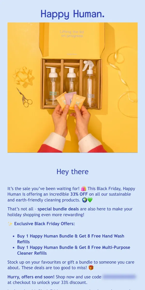 Email from Happy Home. 🌟 Black Friday is Here! Grab 33% Off & Exclusive Bundle Deals! 🌟