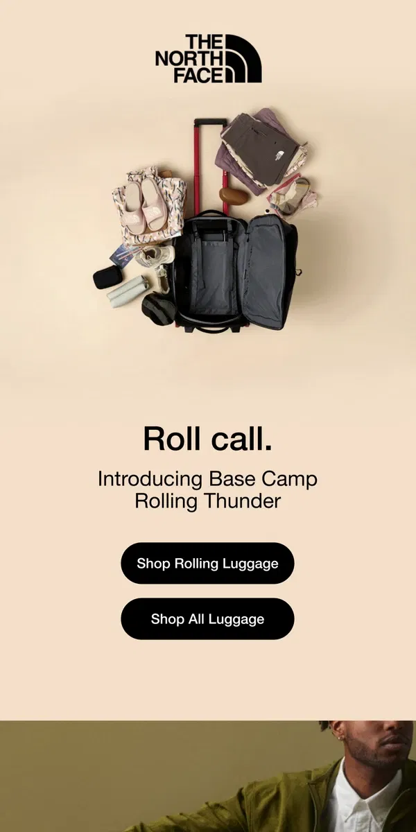 Email from The North Face. Meet the new Base Camp Rolling Thunder