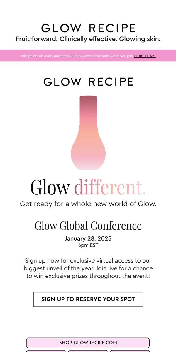 Email from Glow Recipe. The BIGGEST event of the year...