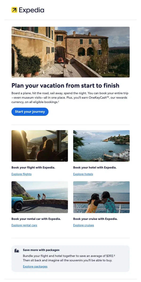 Email from Expedia. Book your entire trip—all in one place