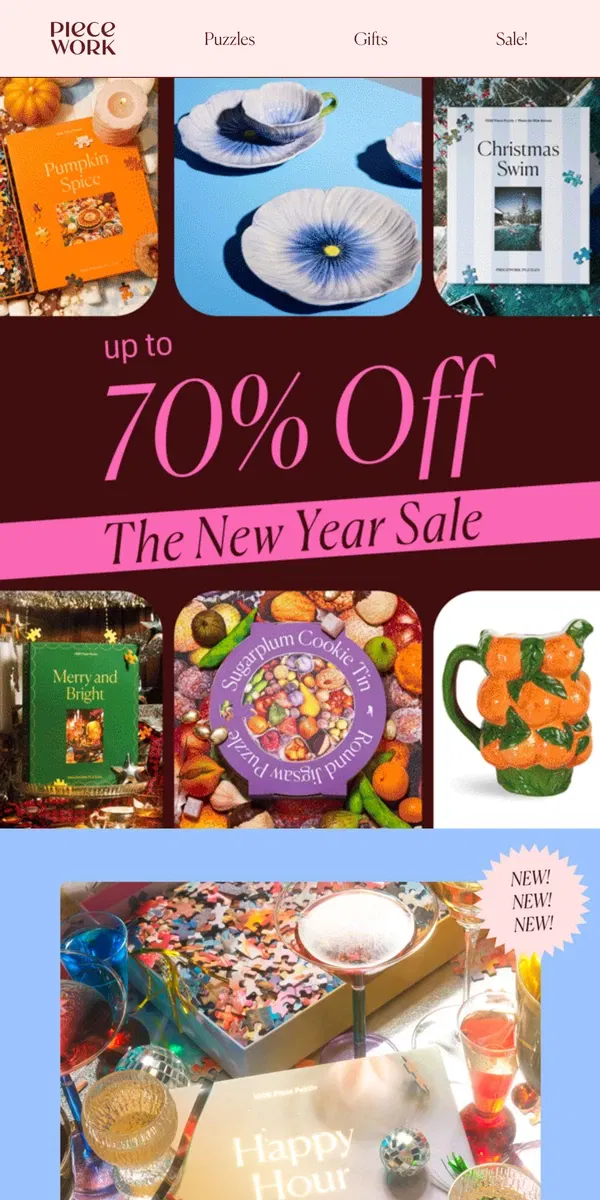 Email from Piecework Puzzles. The New Year Sale