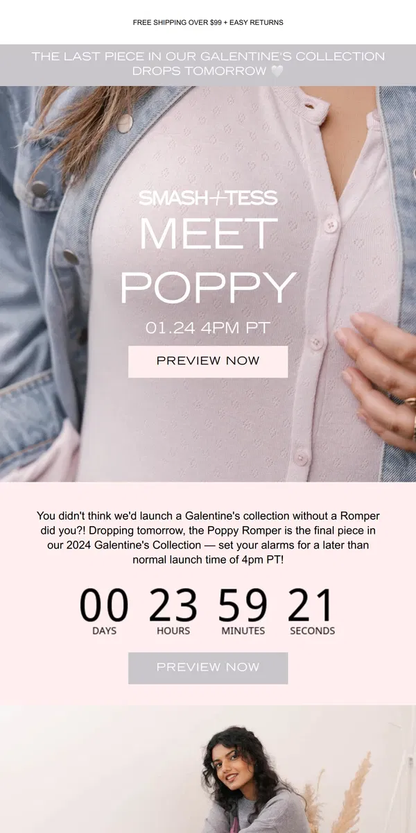 Email from Smash + Tess. Tomorrow: Fall In Love With Poppy 💘