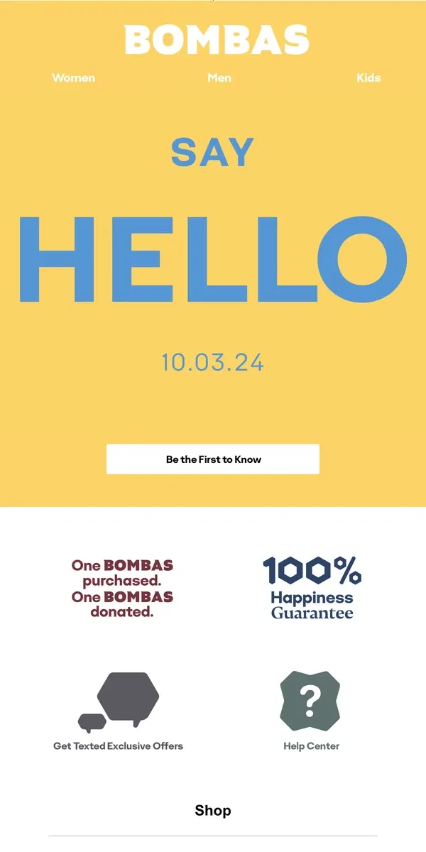 Email from Bombas. Something BANANAS Is Coming