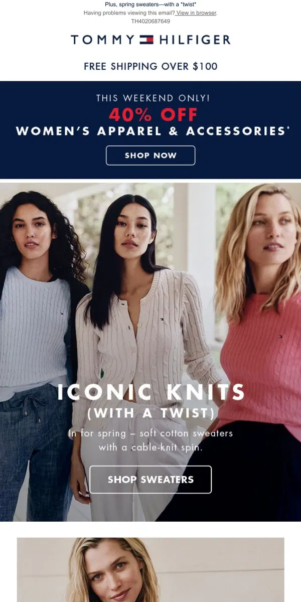 Email from Tommy Hilfiger. ENDING SOON: 40% off (almost) EVERYTHING for her