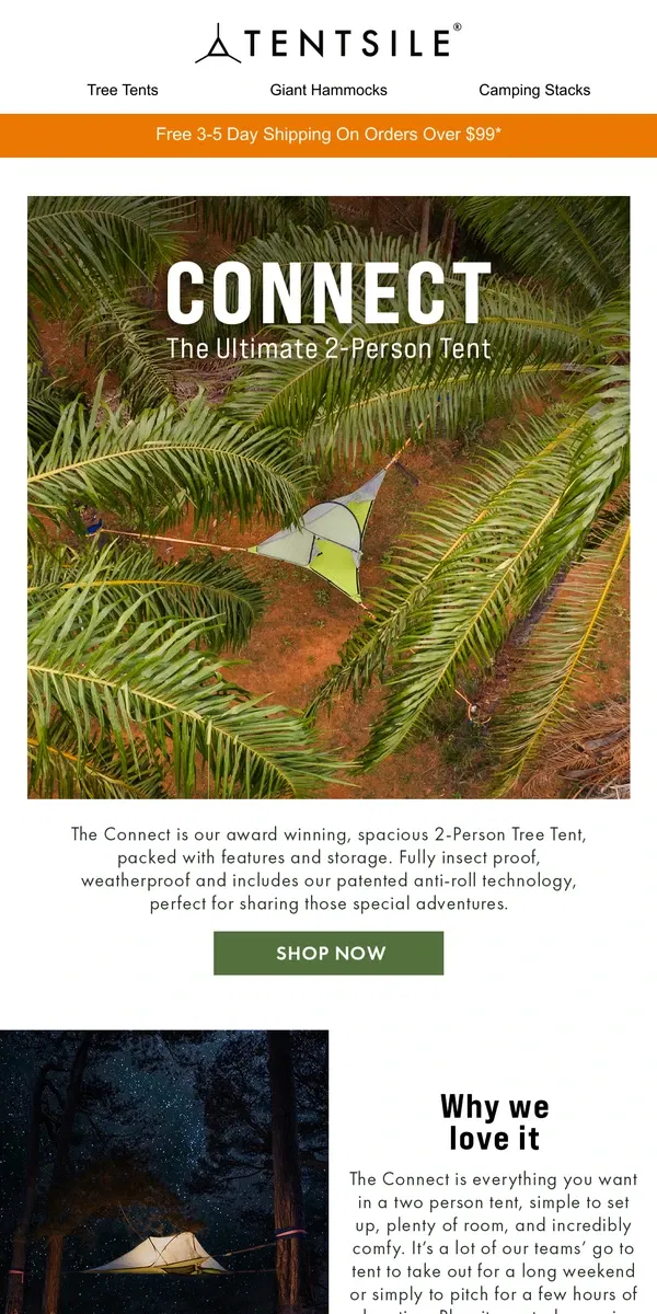 Email from Tentsile. Come Together With The Connect 🌲