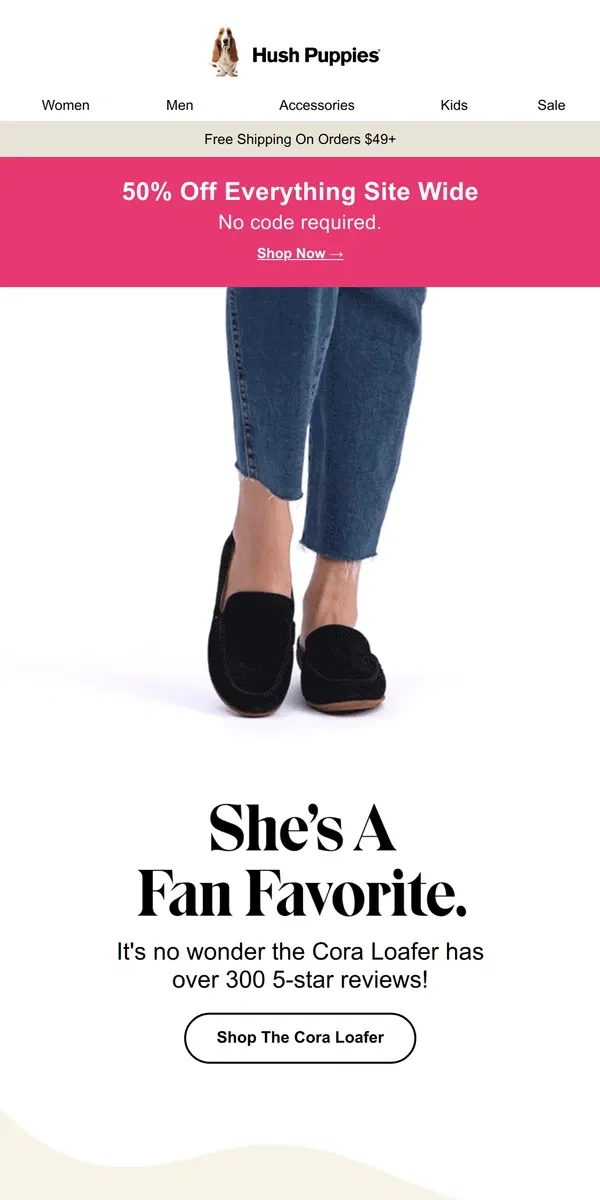 Email from Hush Puppies. 5 ⭐️ Loafers!