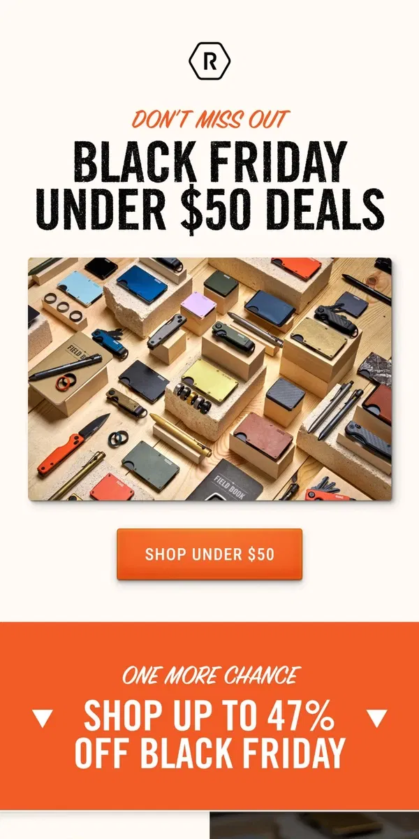 Email from The Ridge. Black Friday Today: Under $50 Deals