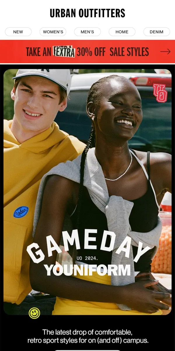 Email from Urban Outfitters. game day, your way