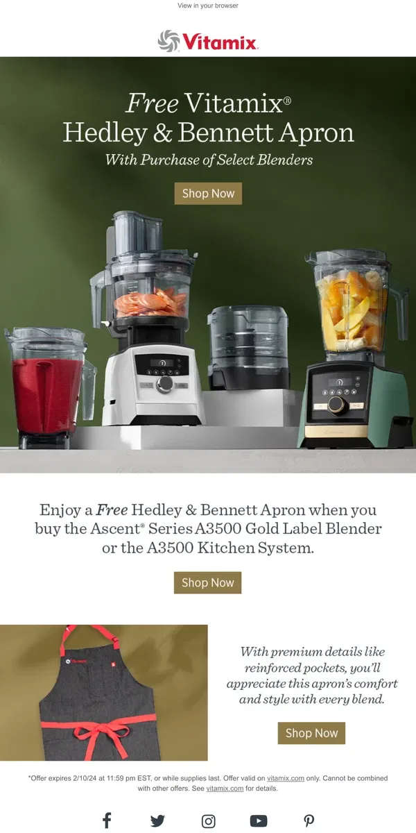 Email from Vitamix. Act Fast: Free Gift with Purchase!