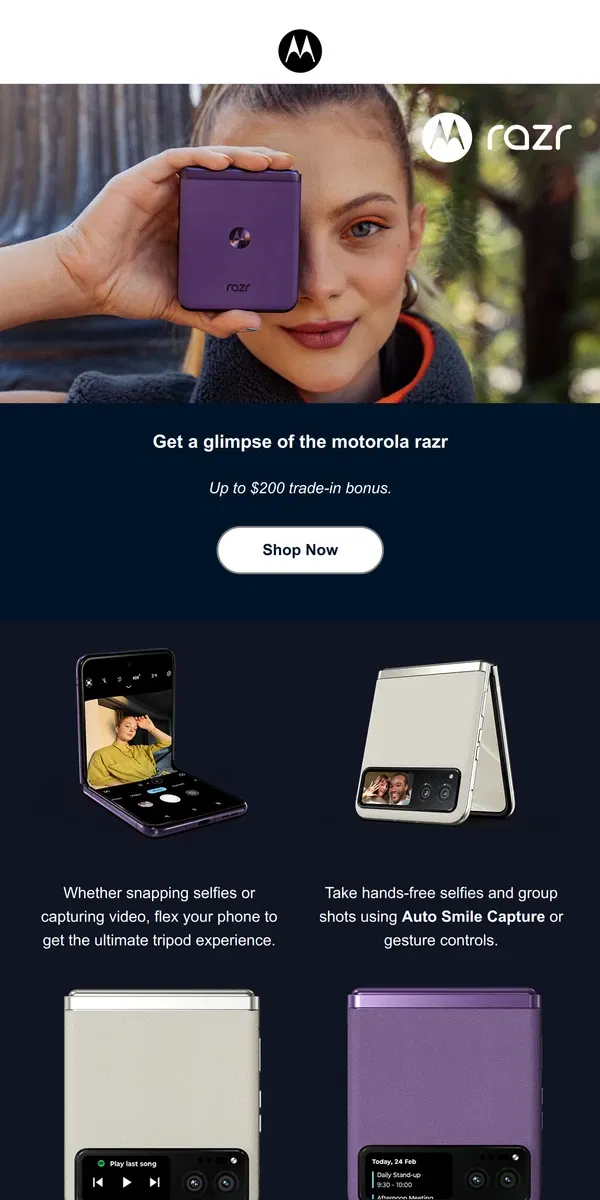 Email from Motorola. Explore the motorola razr 🤳