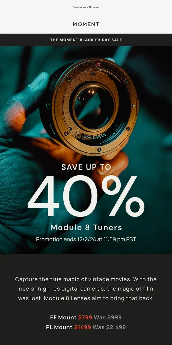 Email from Moment. Module 8 Tuners Up to 40% Off