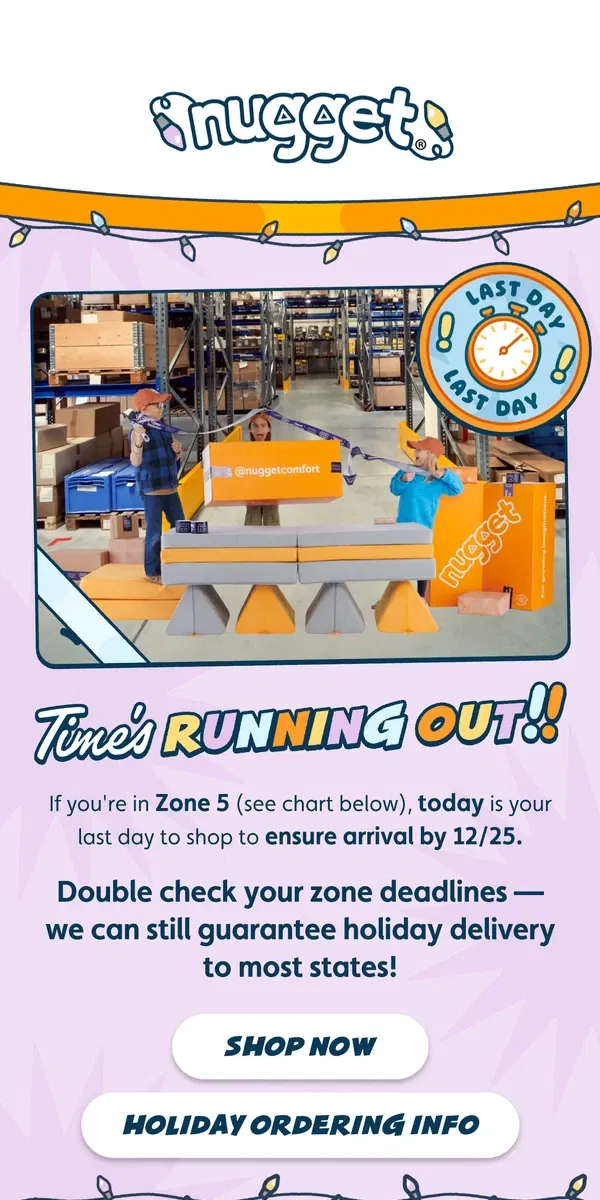 Email from Nugget. It's almost too late to order!