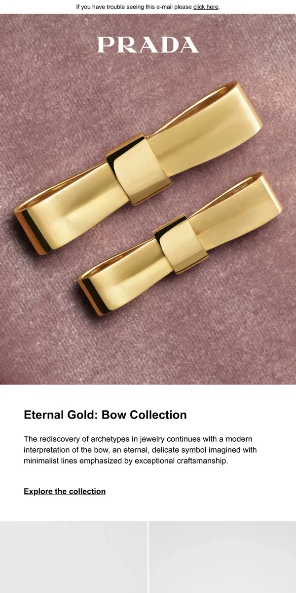 Email from Prada. Eternal Gold: Bow Collection