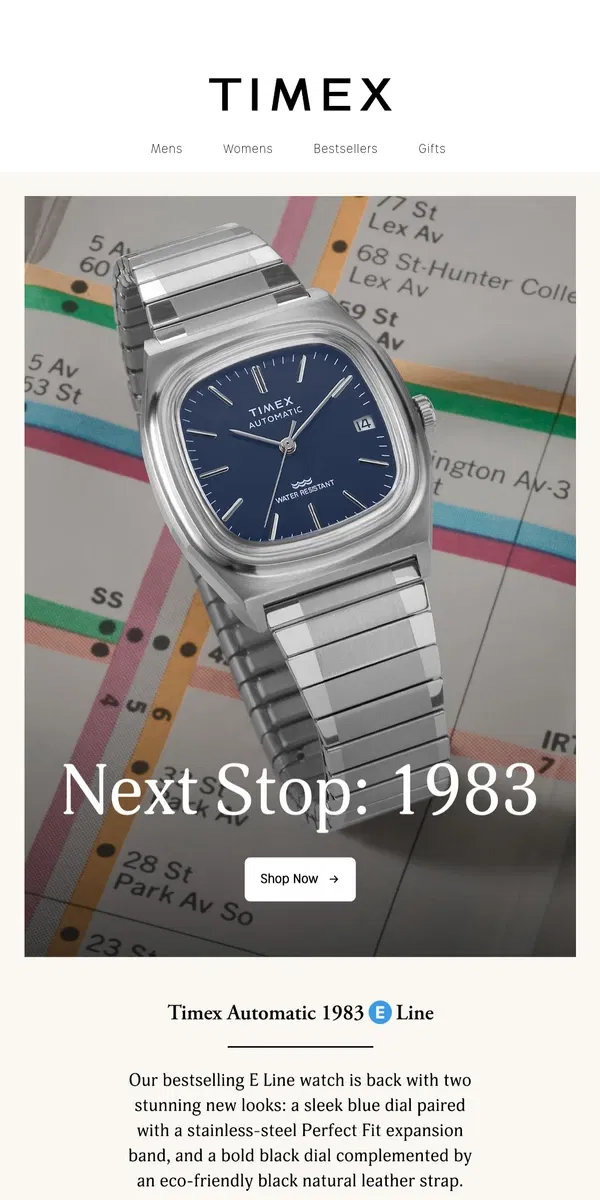 Email from Timex. New Watches Added: Timex Automatic 1983 E Line