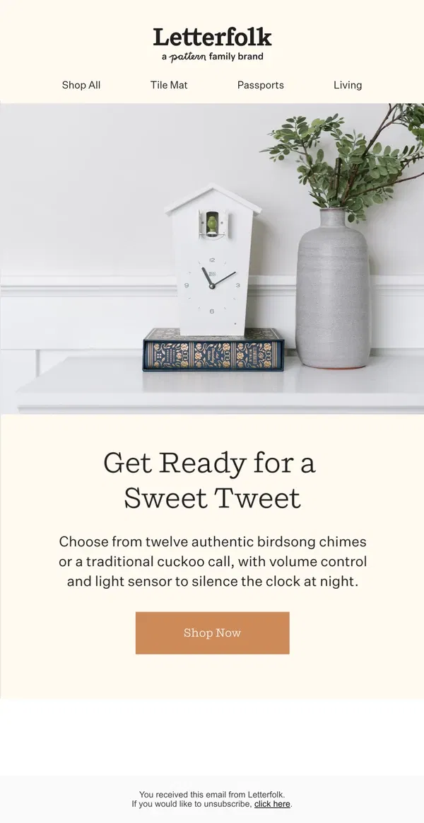 Email from Letterfolk. Trending Now: The Modern Cuckoo Clock