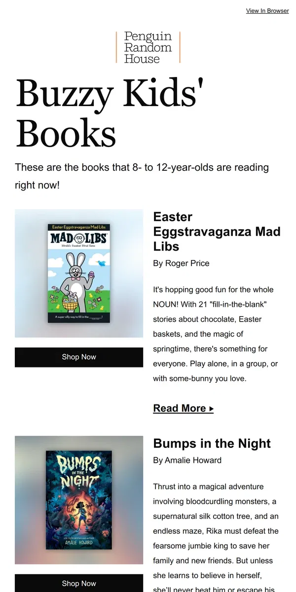 Email from Penguin Random House. Popular Middle Grade Books Kids Will Love