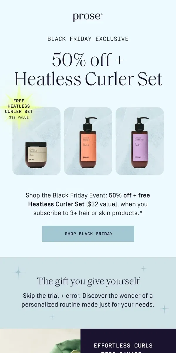 Email from Prose. [Name], your free Black Friday gift…