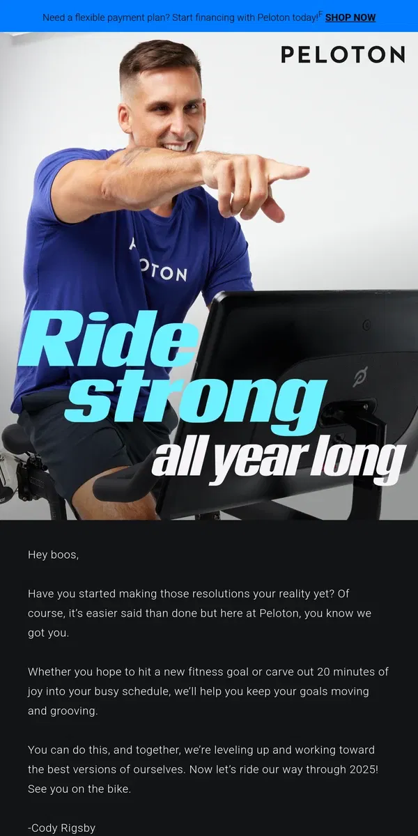 Email from Peloton. Just checking in