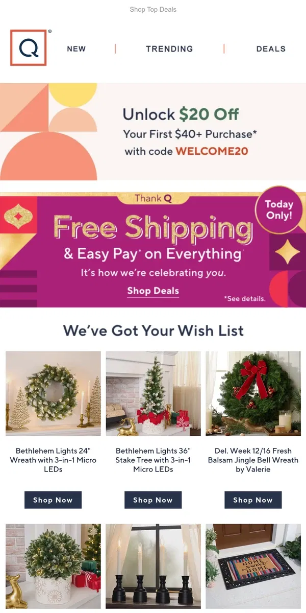 Email from QVC. Last Call! Free Shipping on It All