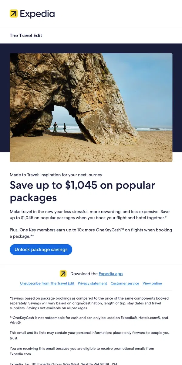 Email from Expedia. Save up to $1,045 on popular packages