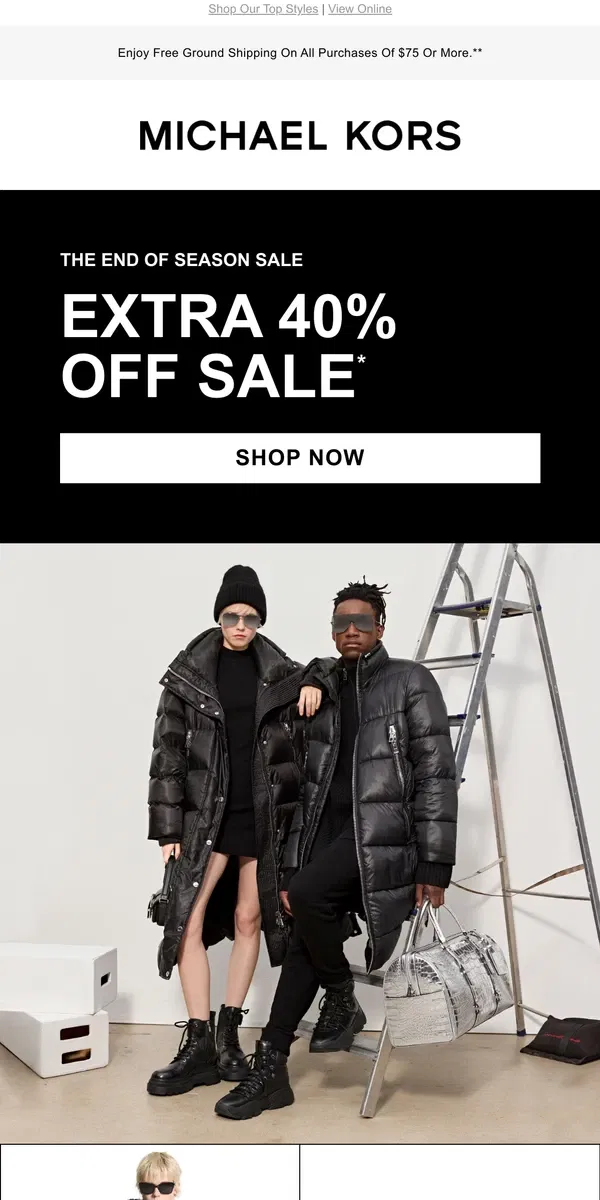 Email from Michael Kors. Extra 40% Off Trending Outerwear