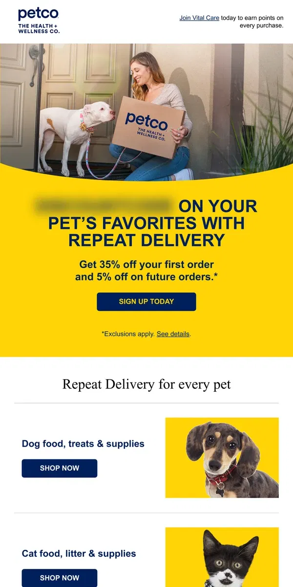 Email from Petco. For you: 35% off