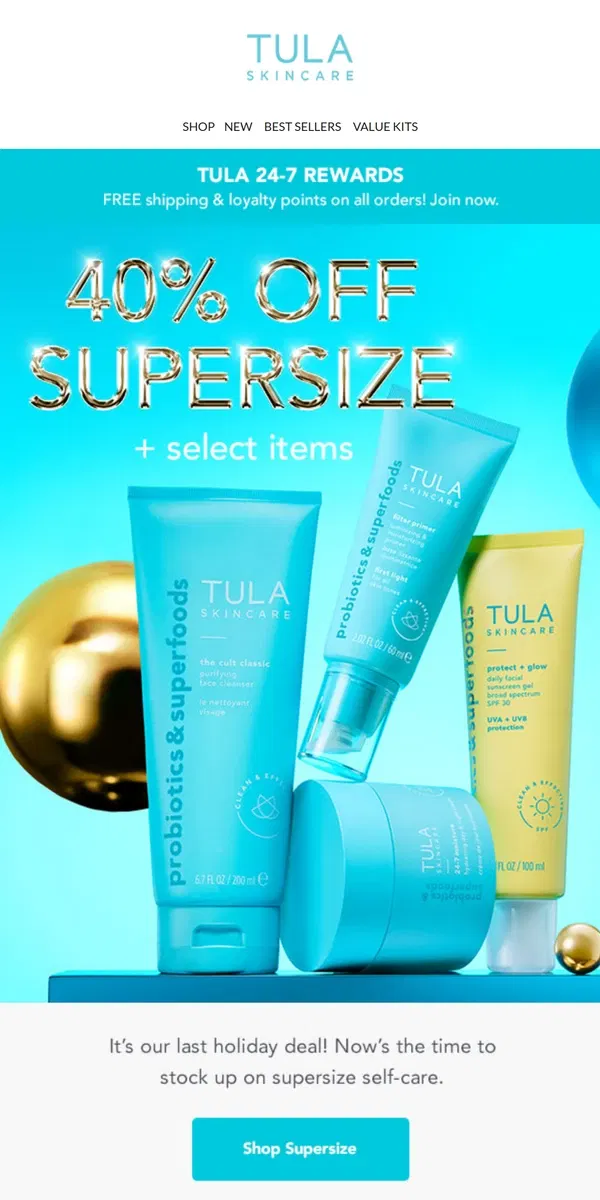 Email from TULA Skincare. Our ✨ final✨ holiday deal