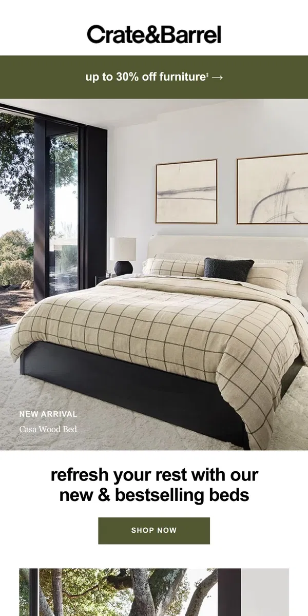 Email from Crate & Barrel. Your coziest bedroom just landed →