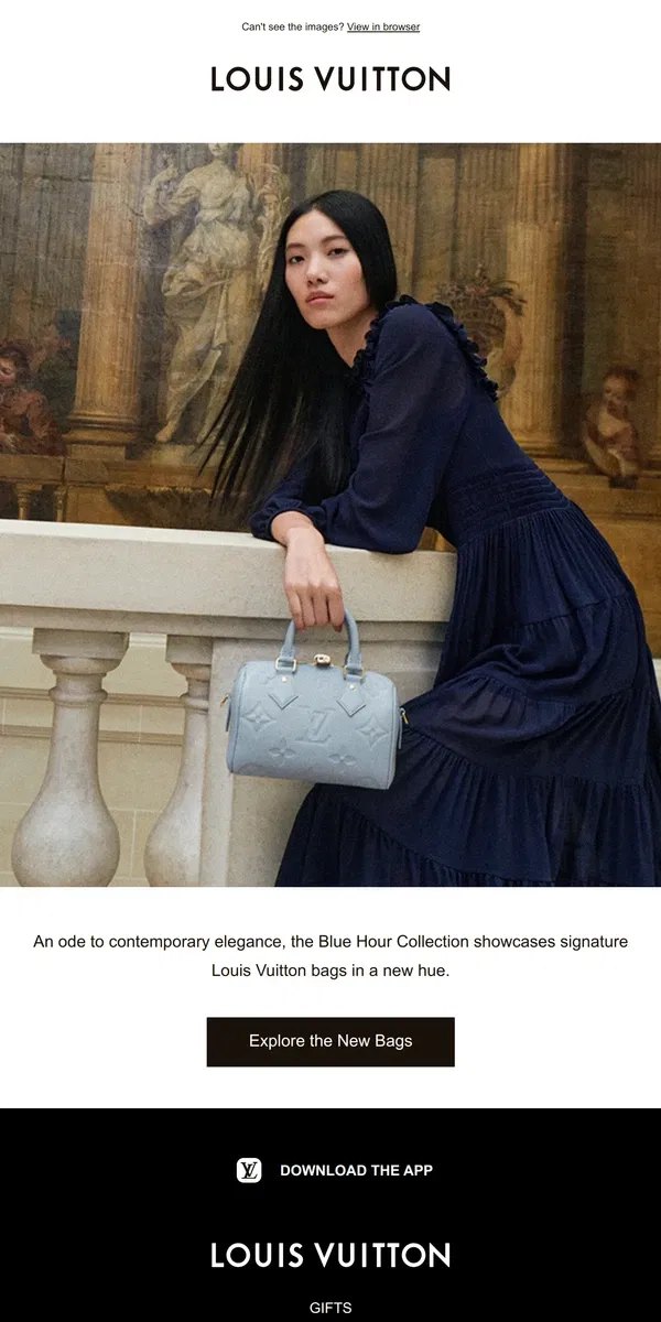 Email from Louis Vuitton. New Blue Hour Handbags: Revisited Icons