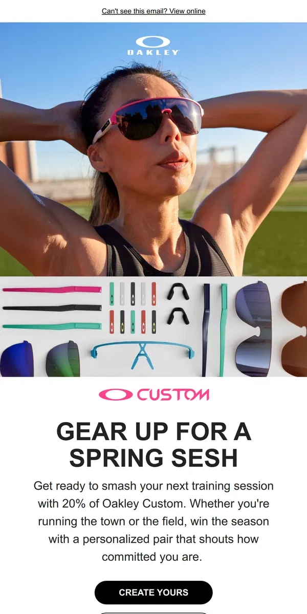 Email from Oakely. Gear Up For A Spring Sesh and train like a pro