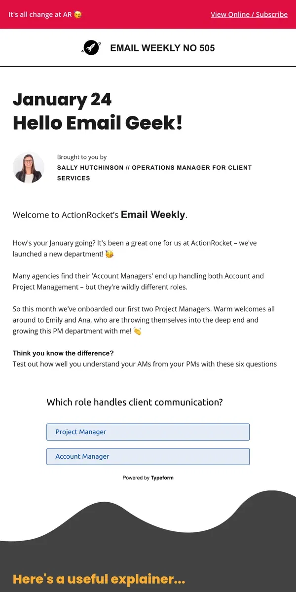 Email from ActionRocket. EmailWeekly #505: Who's who?