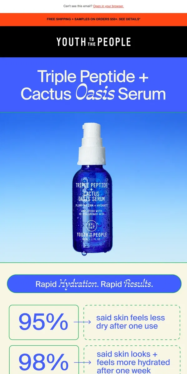 Email from Youth To The People. POV: you just applied oasis serum