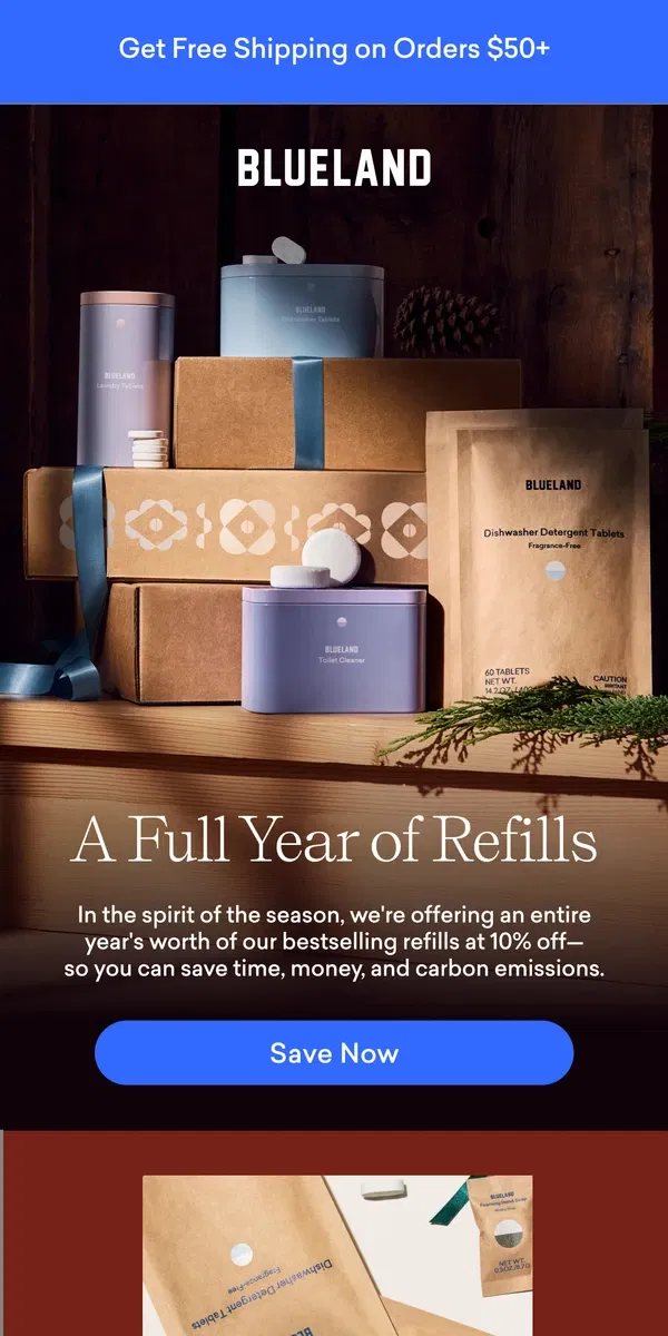 Email from Blueland. Imagine: 10% off a year's worth of refills