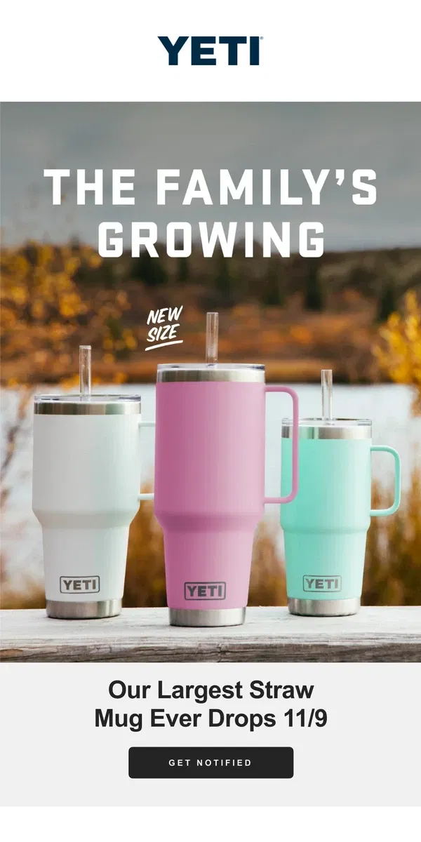 Email from YETI. The Family’s Growing