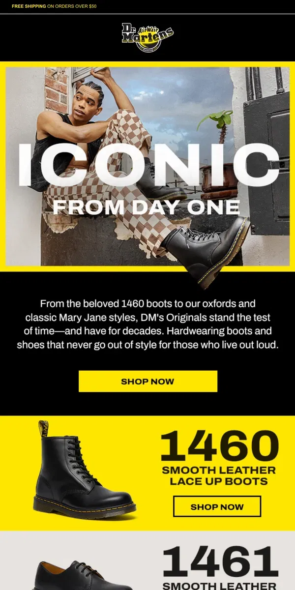 Email from Dr. Martens. Original DM's styles