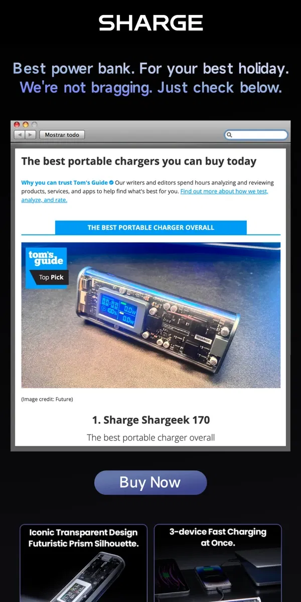 Email from SHARGE. Stop Searching. We've Got the Best Power Bank.