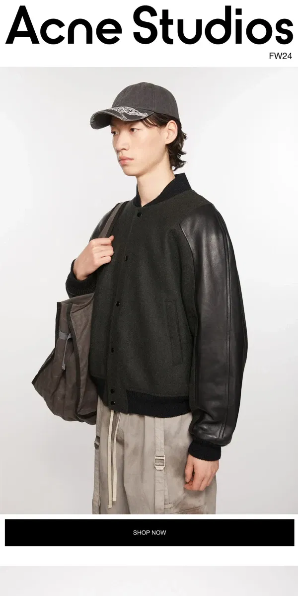 Email from Acne Studios. Leather outerwear & Bomber jackets