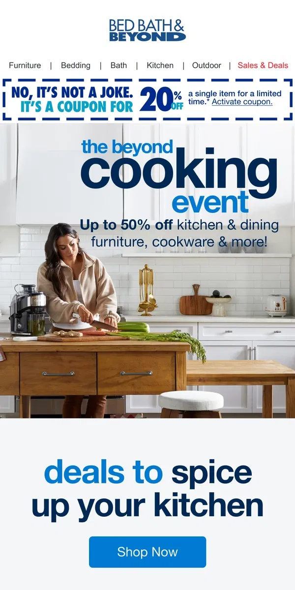 Email from Bed Bath & Beyond. Up to 50% off 💸 Our Best Deals on Kitchen & Dining!