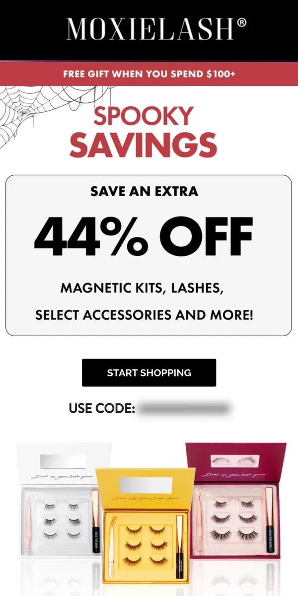 Email from MoxieLash. Did Someone Say Extra 44% Off? 🎃