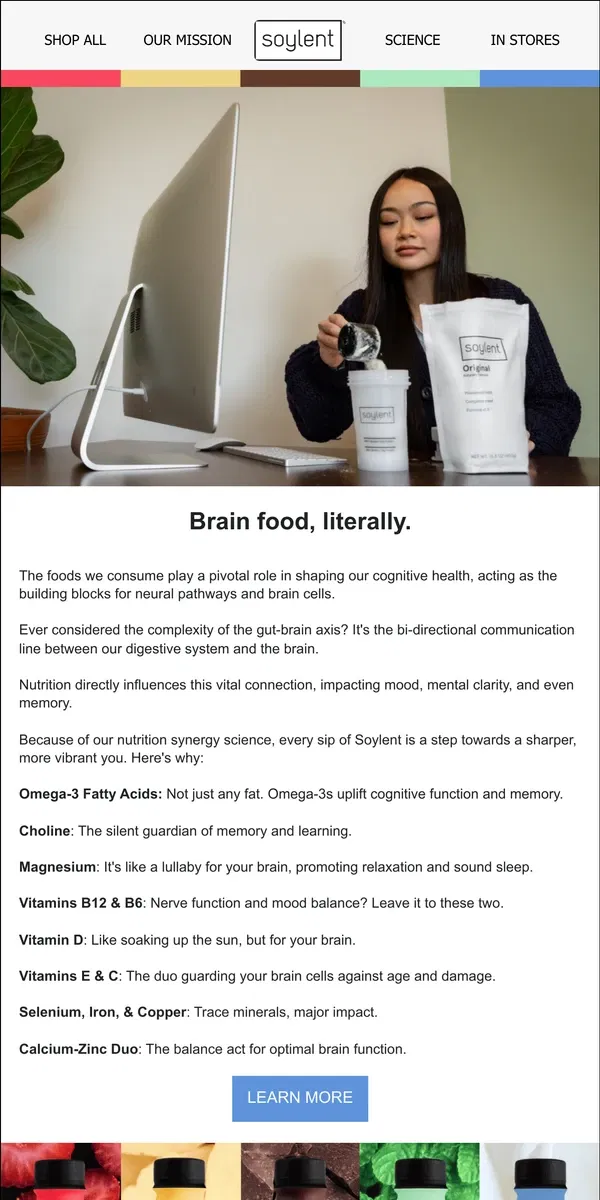 Email from Soylent. Nourish Your Brain, Power Your Mind 🧠