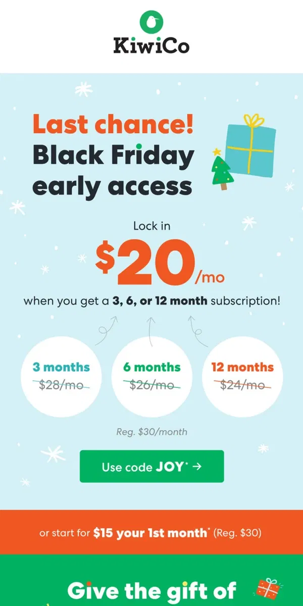 Email from KiwiCo. HOURS LEFT for Black Friday Early Access