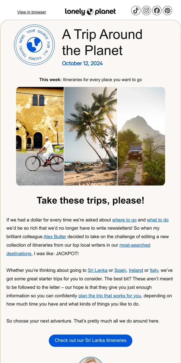 Email from Lonely Planet. Trip decisions made easy