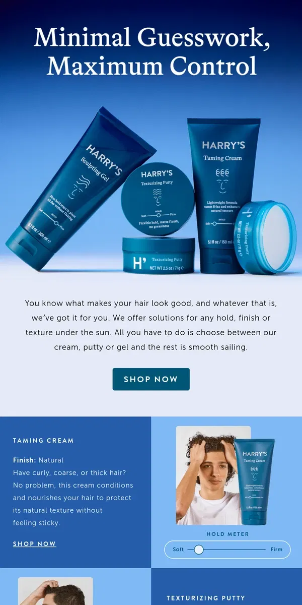 Email from Harry's. Take the guesswork out of hairstyling