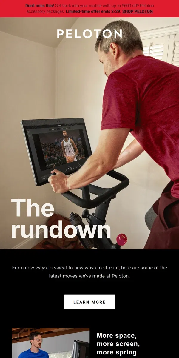 Email from Peloton. Don’t miss up to $600 savings