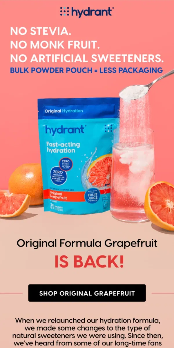 Email from Hydrant. Have you tried our Original Grapefruit yet?