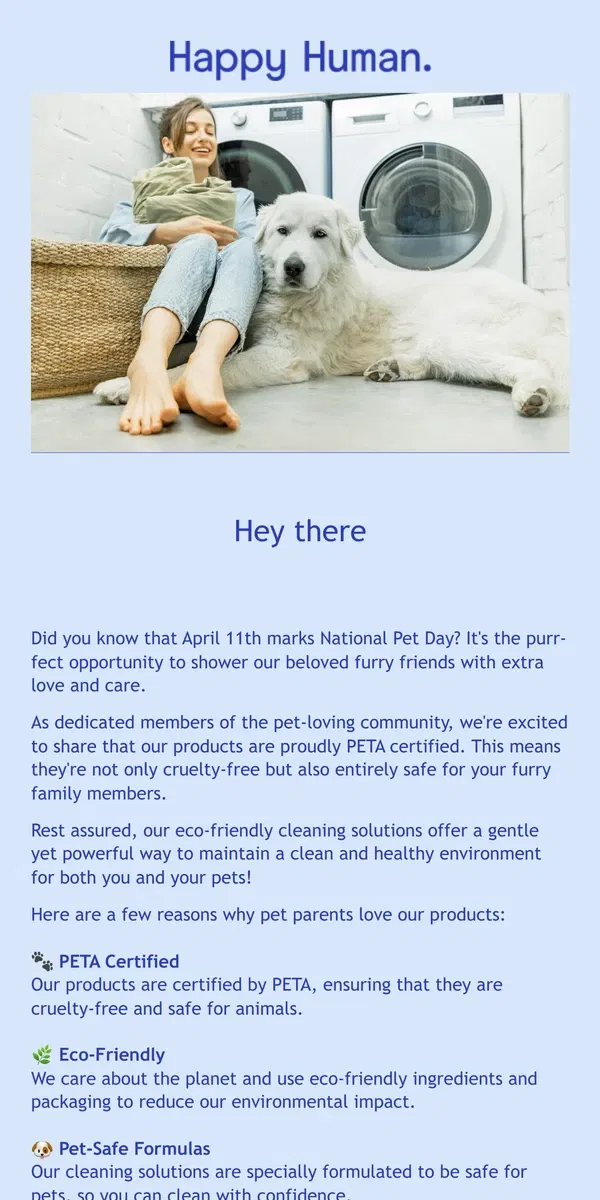 Email from Happy Home. Give Your Pet the Love They Deserve on National Pet Day! Save Now! 🐶